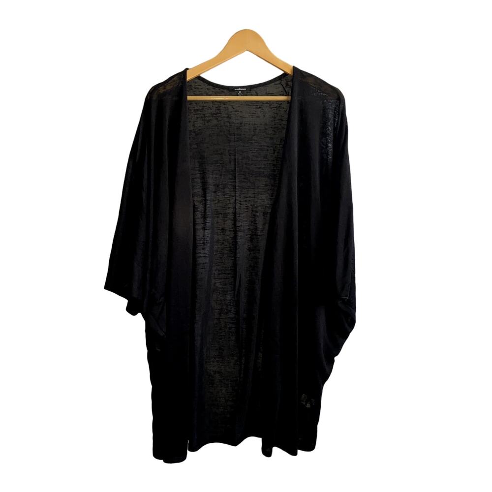 Ambiance Kimono Women Size 2X Black Open Front Cardigan Sweater Duster !